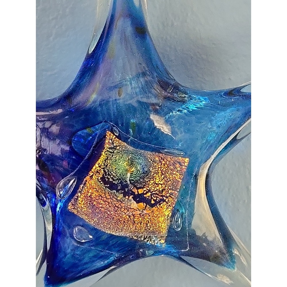 Luke Adams Original Blown Glass Star Fish Ornament Sun Catcher Dichroic Signed - Picture 2 of 8